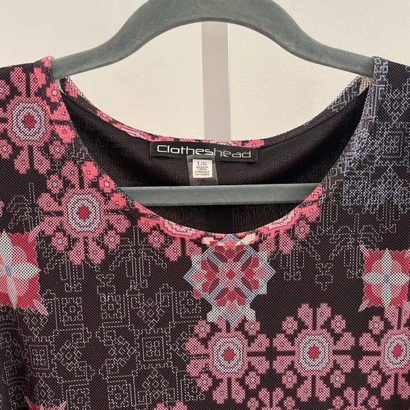 Clotheshead tunic/ 2 layers, asymmetrical side hem, abstract design, Sz L, LOVE! - Picture 3 of 10